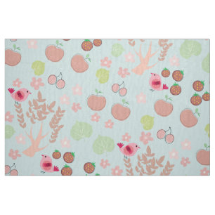 patroon van vogels, bloemen en bomen stof