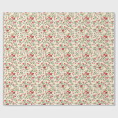 Patroon van vogels en rode bloemen op een tak cadeaupapier (Vlak)