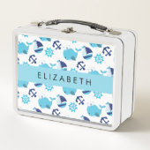 Patroon van walvissen, blauwe walvissen, Jouw naam (Voorkant)