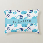 Patroon van walvissen, blauwe walvissen, Jouw naam Accent Kussen (Voorkant)