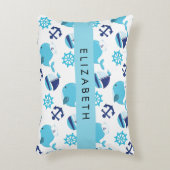 Patroon van walvissen, blauwe walvissen, Jouw naam Accent Kussen (Voorkant(Verticaal))
