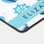 Patroon van walvissen, blauwe walvissen, Jouw naam Bureaumat (Hoek)