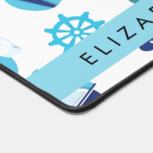 Patroon van walvissen, blauwe walvissen, Jouw naam Bureaumat (Hoek)