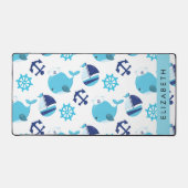 Patroon van walvissen, blauwe walvissen, Jouw naam Bureaumat (Voorkant)