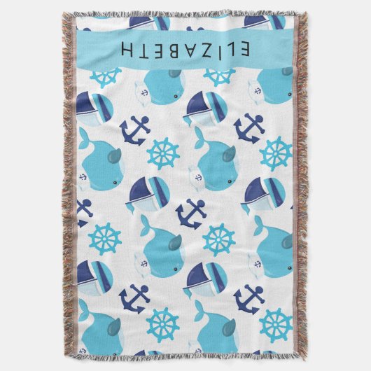 Patroon van walvissen, blauwe walvissen, Jouw naam Deken (Voorkant Verticaal)