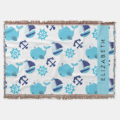 Patroon van walvissen, blauwe walvissen, Jouw naam Deken (Voorkant)