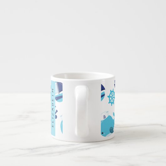 Patroon van walvissen, blauwe walvissen, Jouw naam Espresso Kop (Achterkant)