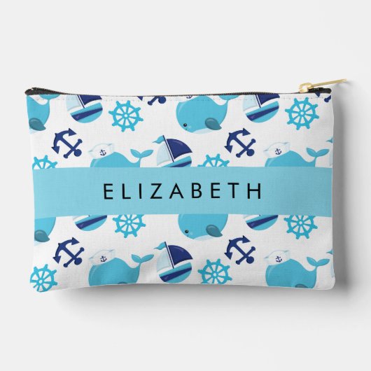 Patroon van walvissen, blauwe walvissen, Jouw naam Etui (Achterkant)