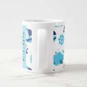 Patroon van walvissen, blauwe walvissen, Jouw naam Grote Koffiekop (Achterkant)