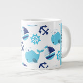 Patroon van walvissen, blauwe walvissen, Jouw naam Grote Koffiekop (Voorkant rechts)