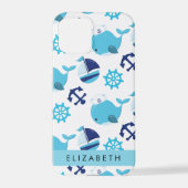 Patroon van walvissen, blauwe walvissen, Jouw naam iPhone Hoesje (Achterkant)