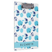 Patroon van walvissen, blauwe walvissen, Jouw naam Klembord (Rechts)