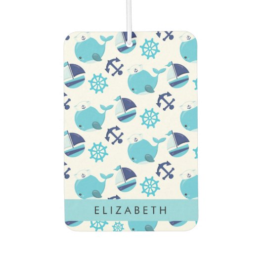 Patroon van walvissen, blauwe walvissen, Jouw naam Luchtverfrisser (Voorkant)