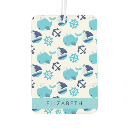 Patroon van walvissen, blauwe walvissen, Jouw naam Luchtverfrisser (Achterkant)