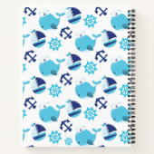 Patroon van walvissen, blauwe walvissen, Jouw naam Notitieboek (Achterkant)