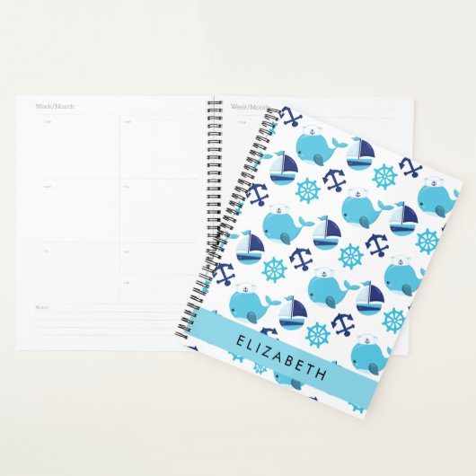 Patroon van walvissen, blauwe walvissen, Jouw naam Planner (Display)
