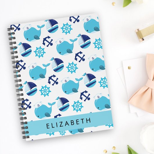Patroon van walvissen, blauwe walvissen, Jouw naam Planner