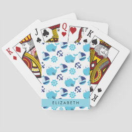 Patroon van walvissen, blauwe walvissen, Jouw naam Pokerkaarten
