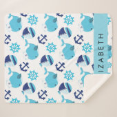 Patroon van walvissen, blauwe walvissen, Jouw naam Sherpa Deken (Voorkant (horizontaal))