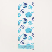 Patroon van walvissen, blauwe walvissen, Jouw naam Yogamat (Voorkant)