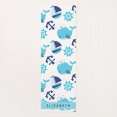 Patroon van walvissen, blauwe walvissen, Jouw naam Yogamat (Achterkant)