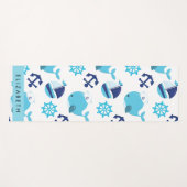Patroon van walvissen, blauwe walvissen, Jouw naam Yogamat (Voorkant (horizontaal))