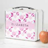 Patroon van walvissen, roze walvissen, Jouw naam (In situ)