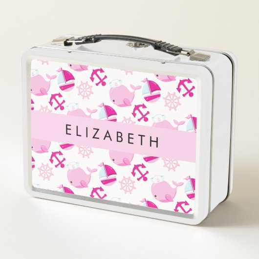 Patroon van walvissen, roze walvissen, Jouw naam (Achterkant)