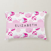 Patroon van walvissen, roze walvissen, Jouw naam Accent Kussen (Voorkant)