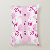 Patroon van walvissen, roze walvissen, Jouw naam Accent Kussen (Voorkant(Verticaal))