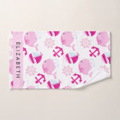 Patroon van walvissen, roze walvissen, Jouw naam Bad Handdoek (Handdoek)