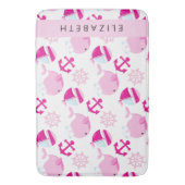 Patroon van walvissen, roze walvissen, Jouw naam Badmat (Voorkant Verticaal)