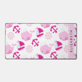 Patroon van walvissen, roze walvissen, Jouw naam Bureaumat (Voorkant)
