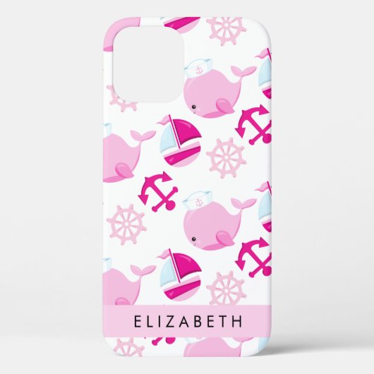 Patroon van walvissen, roze walvissen, Jouw naam Case-Mate iPhone Case (Achterkant)