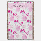 Patroon van walvissen, roze walvissen, Jouw naam Deken (Voorkant Verticaal)