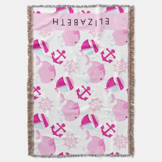 Patroon van walvissen, roze walvissen, Jouw naam Deken (Voorkant Verticaal)