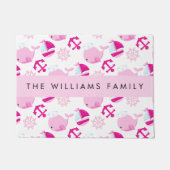 Patroon van walvissen, roze walvissen, Jouw naam Deurmat (Voorkant)