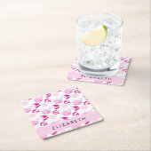 Patroon van walvissen, roze walvissen, Jouw naam Kartonnen Onderzetters (Insitu)