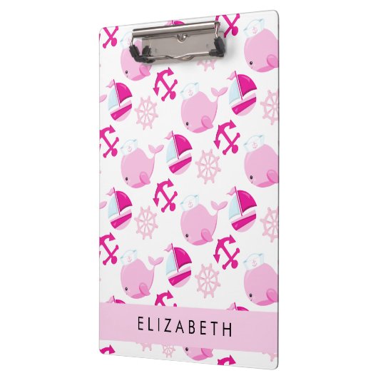 Patroon van walvissen, roze walvissen, Jouw naam Klembord (Links)