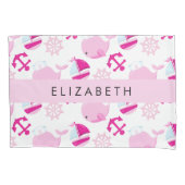 Patroon van walvissen, roze walvissen, Jouw naam Kussensloop (Voorkant)