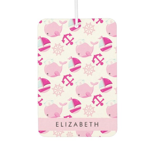 Patroon van walvissen, roze walvissen, Jouw naam Luchtverfrisser (Voorkant)