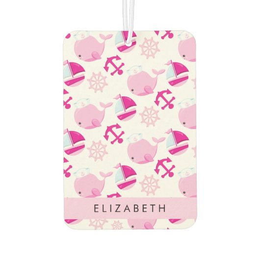 Patroon van walvissen, roze walvissen, Jouw naam Luchtverfrisser (Achterkant)