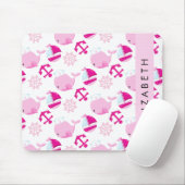 Patroon van walvissen, roze walvissen, Jouw naam Muismat (Met muis)