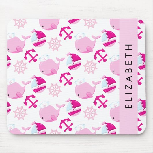 Patroon van walvissen, roze walvissen, Jouw naam Muismat (Voorkant)