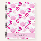 Patroon van walvissen, roze walvissen, Jouw naam Notitieboek (Voorkant)