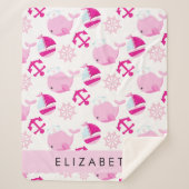 Patroon van walvissen, roze walvissen, Jouw naam Sherpa Deken (Voorkant)
