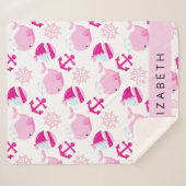 Patroon van walvissen, roze walvissen, Jouw naam Sherpa Deken (Voorkant (horizontaal))