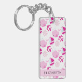 Patroon van walvissen, roze walvissen, Jouw naam Sleutelhanger (Voorkant Links)