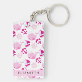 Patroon van walvissen, roze walvissen, Jouw naam Sleutelhanger (achterkant)