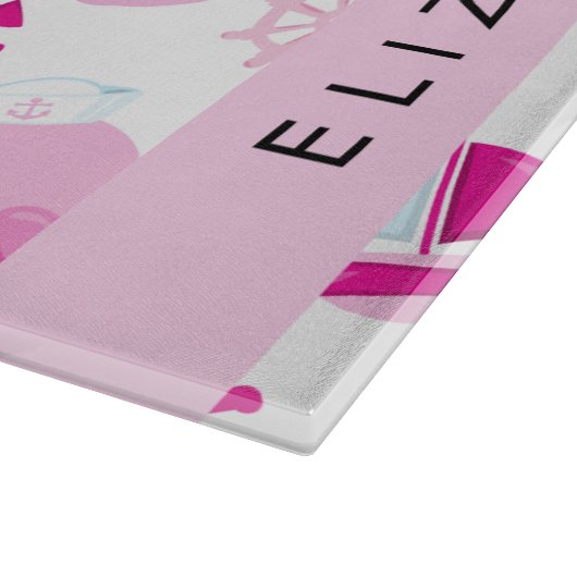 Patroon van walvissen, roze walvissen, Jouw naam Snijplank (Hoek)